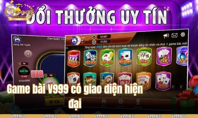 Game bài V999 có giao diện hiện đại